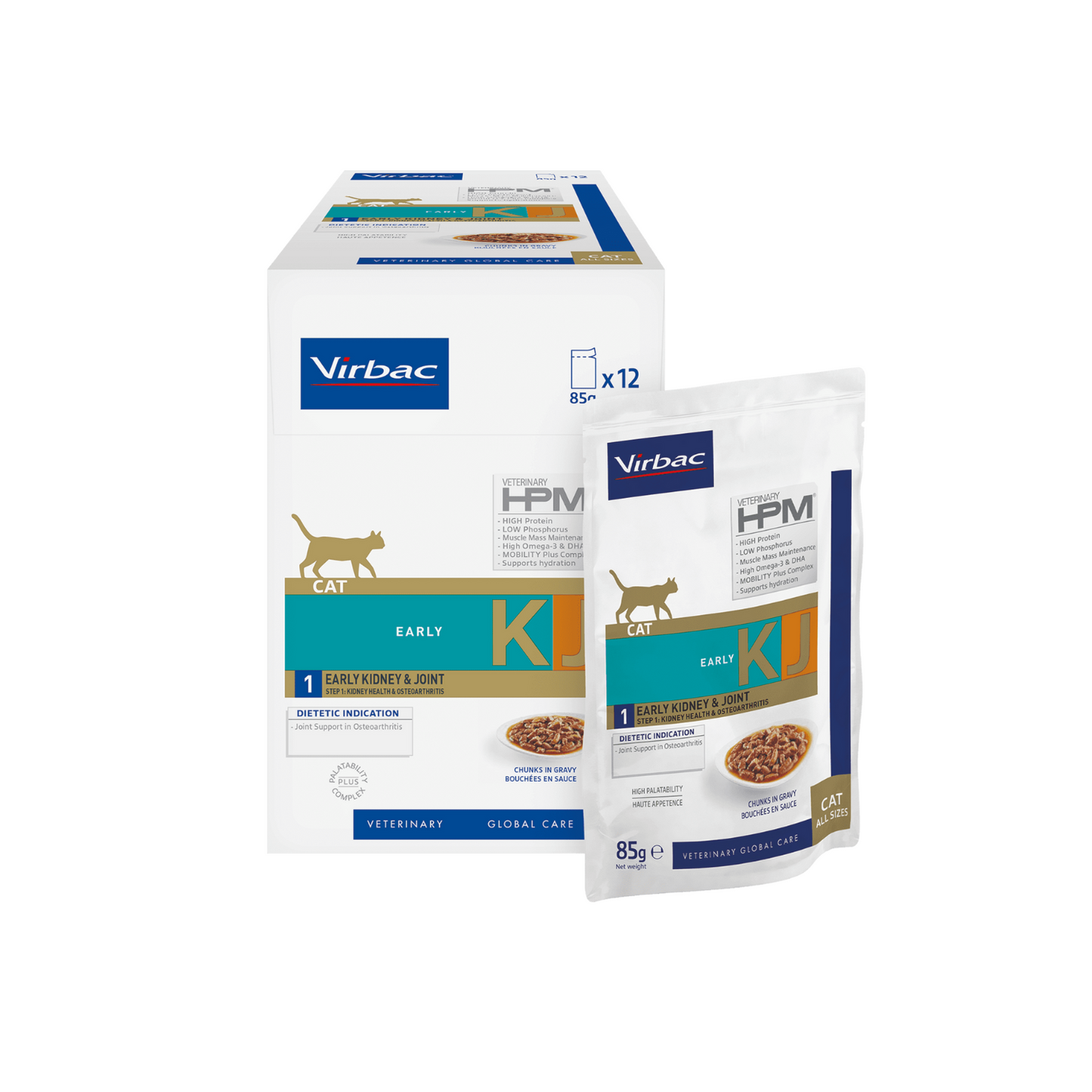 VIRBAC HPM FELINE EARLY KIDNEY JOINT HUMEDO KJ1 12X85GR