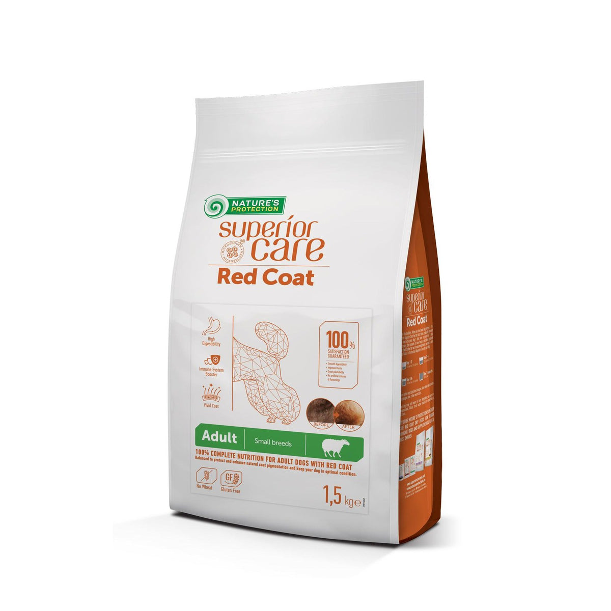 Saco de 1,5 kg de pienso Nature's Protection para perros de pelo rojo con cordero y sin cereales