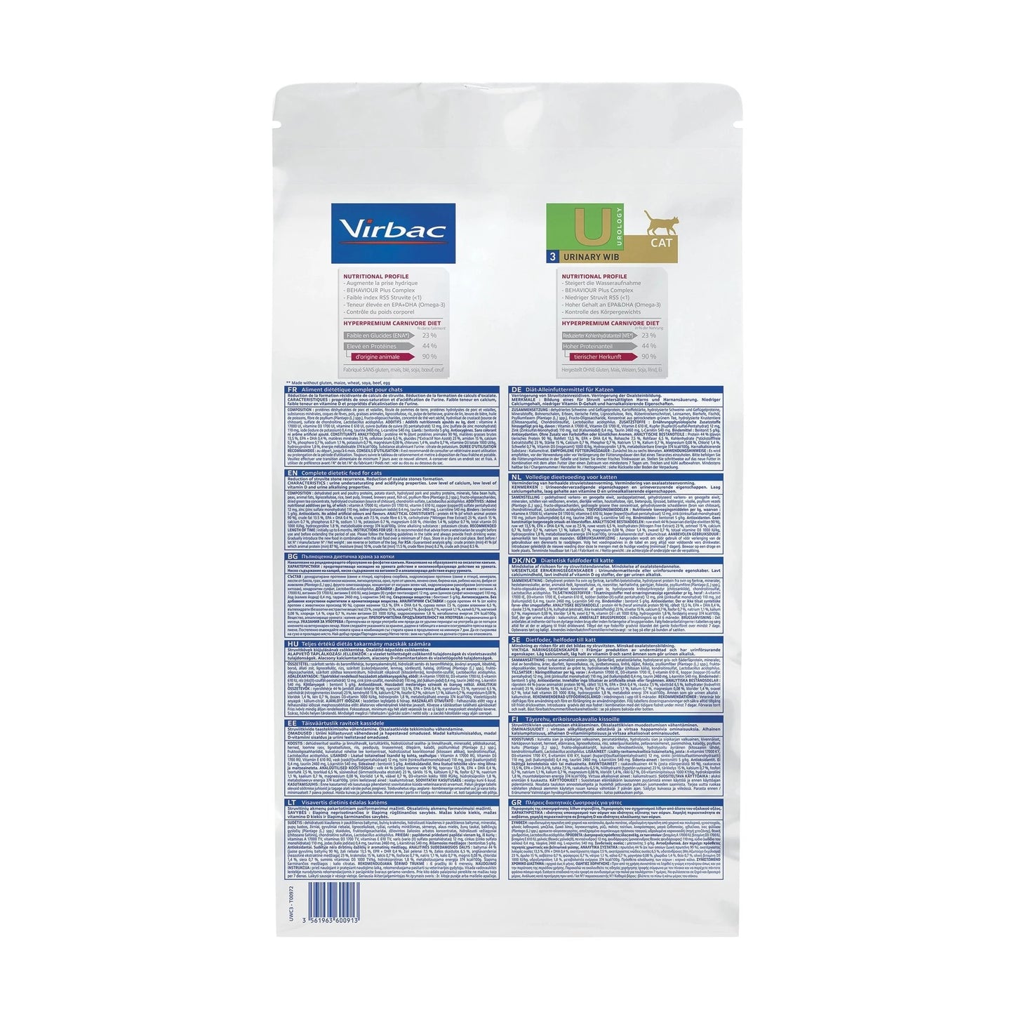 VIRBAC HPM FELINE UROLOGY URINARY WIB U3