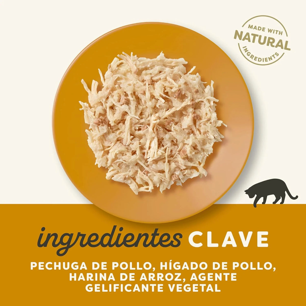 Cuenco con la comida servida de este plato de pollo con hígado para gatos.
