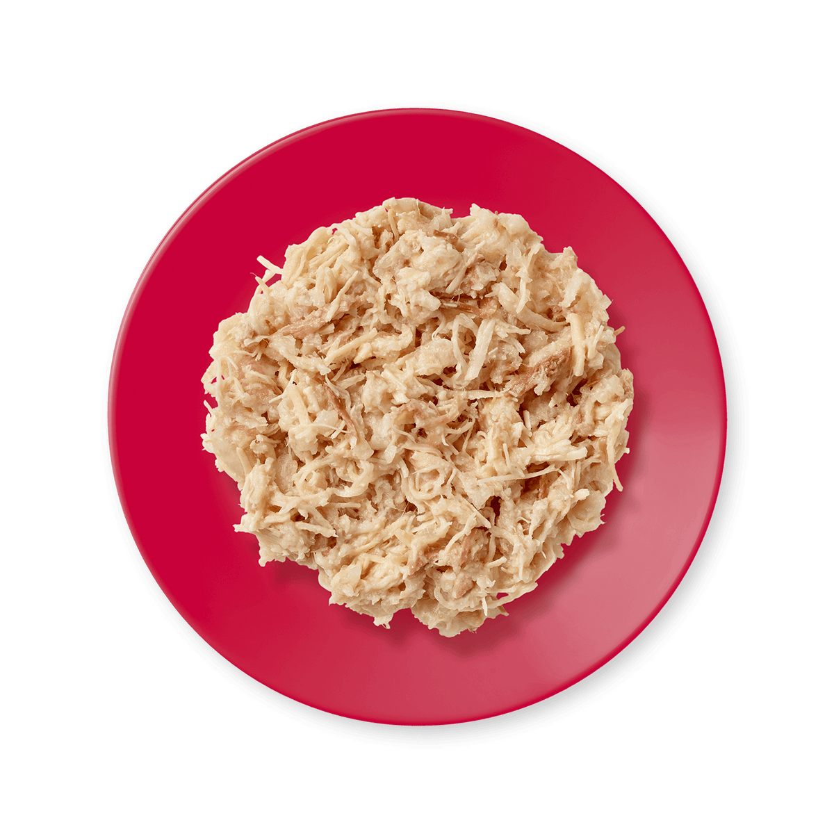 Cuenco con la comida servida de este plato de pollo con ternera para gatos.