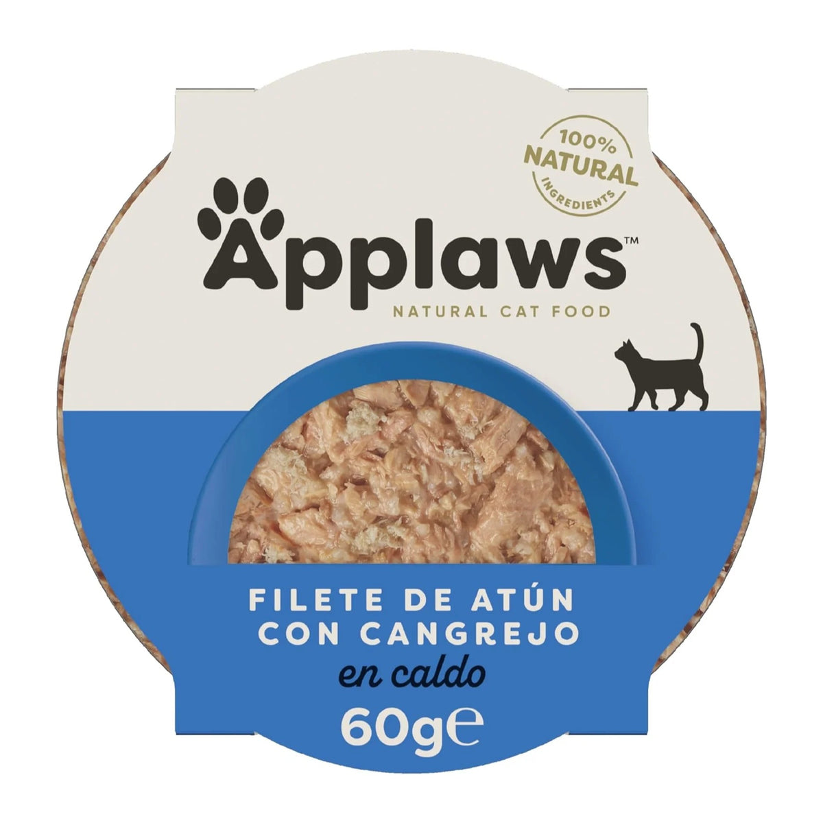 Tarrina Applaws de atún con cangrejo en caldo, envase de 60 g, EAN 5060333430993