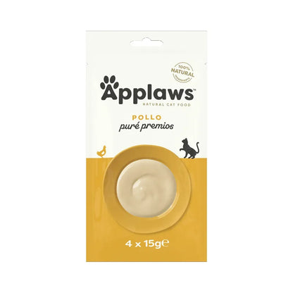 Bolsa del puré de pollo Applaws para gatos con los cuatro sobres de 15 g, EAN 5060708563974
