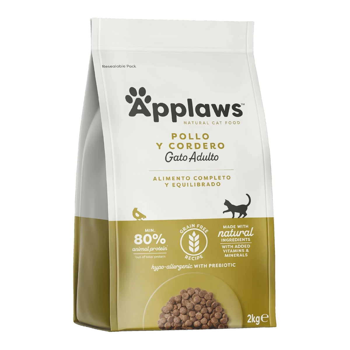 Envase del pienso Applaws gatos cordero para gatos adultos, bolsa de dos kilos