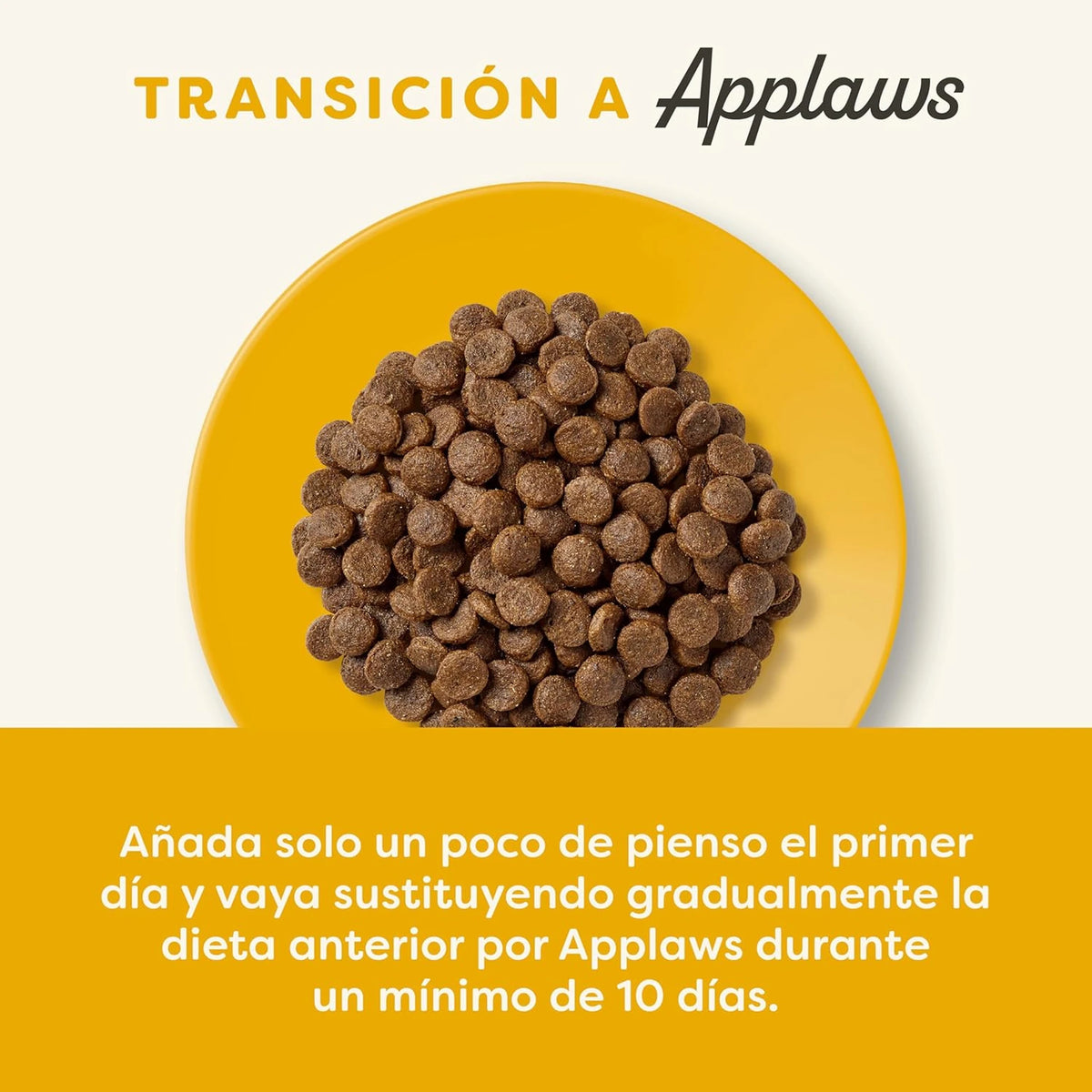 Lámina con instrucciones de la marca para la transición de dieta del felino