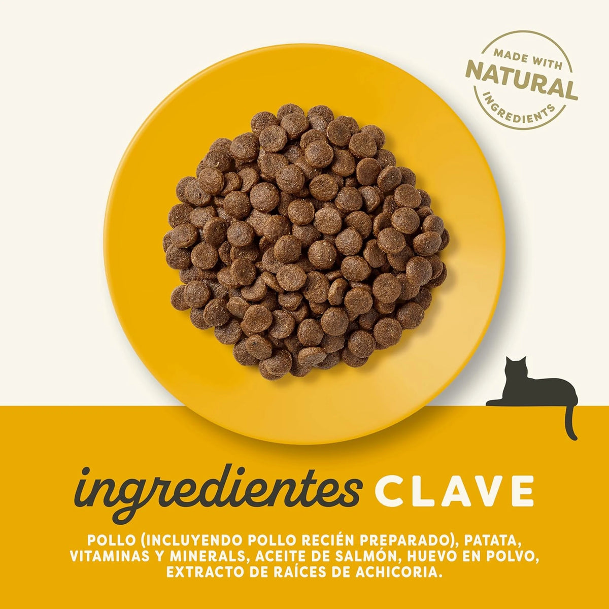 Lámina con los ingredientes clave de la receta de pollo para gatos senior de Applaws