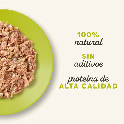 Lámina informativa de la marca con más detalles sobre esta lata de comida húmeda para gatos.