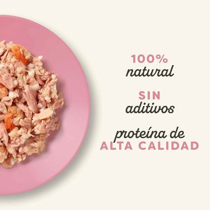Lámina informativa de la marca con más detalles sobre esta lata de comida húmeda para gatos.
