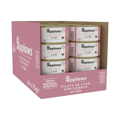Caja de 24 latas Applaws de atún con gambas para gatos, formato 24 x 70 g.