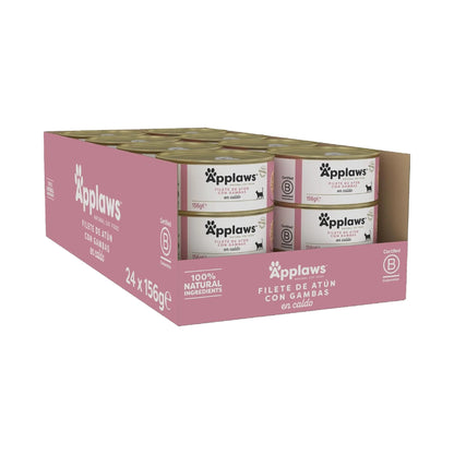 Caja de 24 latas Applaws de atún con gambas para gatos, formato 24 x 156 g.