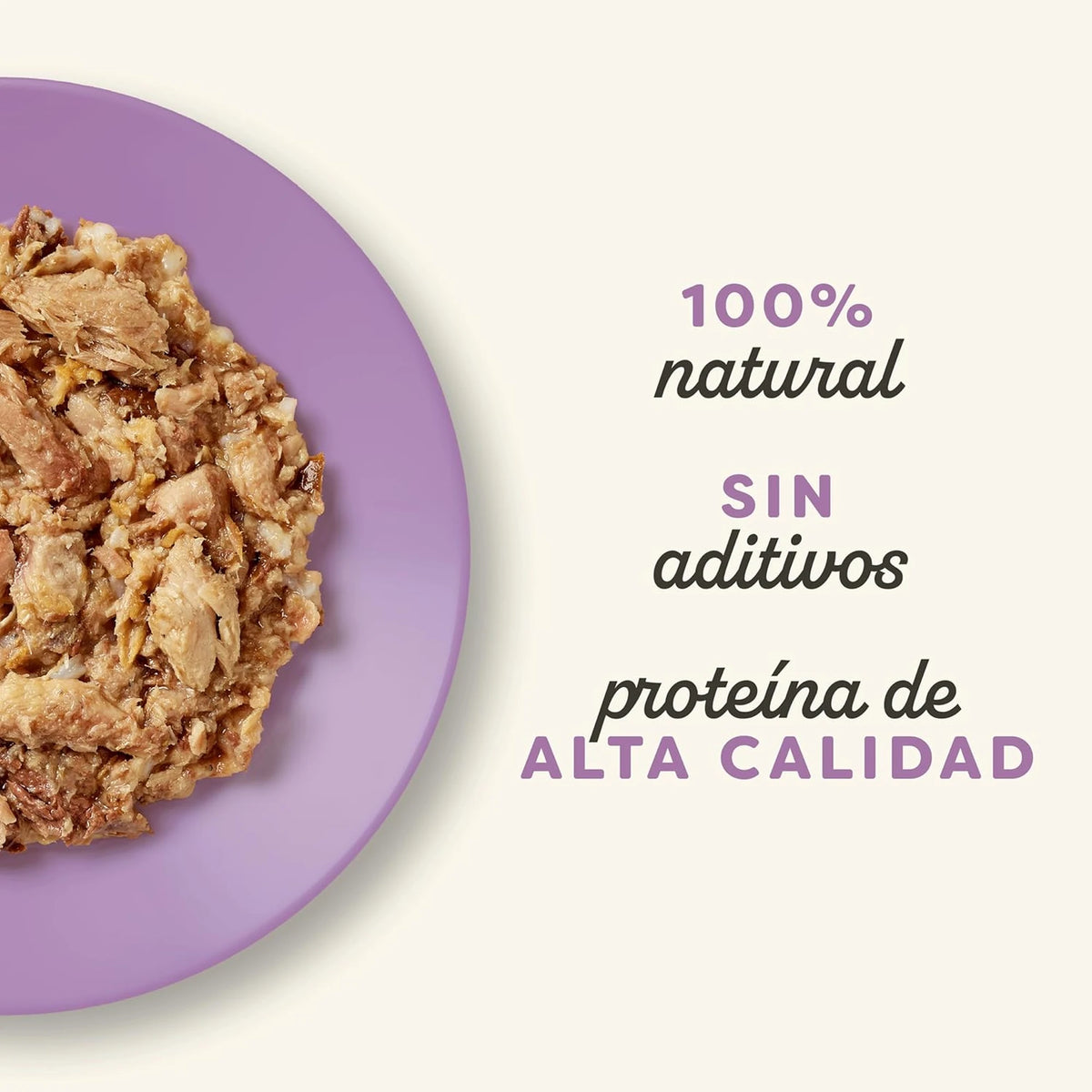 Lámina informativa de la marca con más detalles sobre esta lata de comida húmeda para gatos.