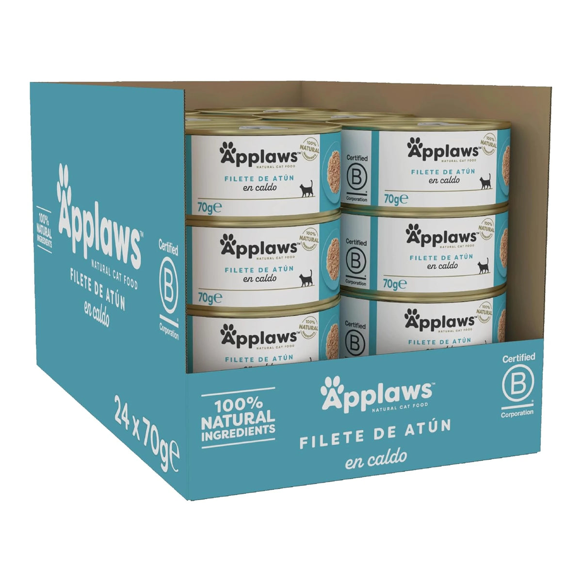 Caja de 24 latas Applaws de filete de atún para gatos, formato 24 x 70 g.