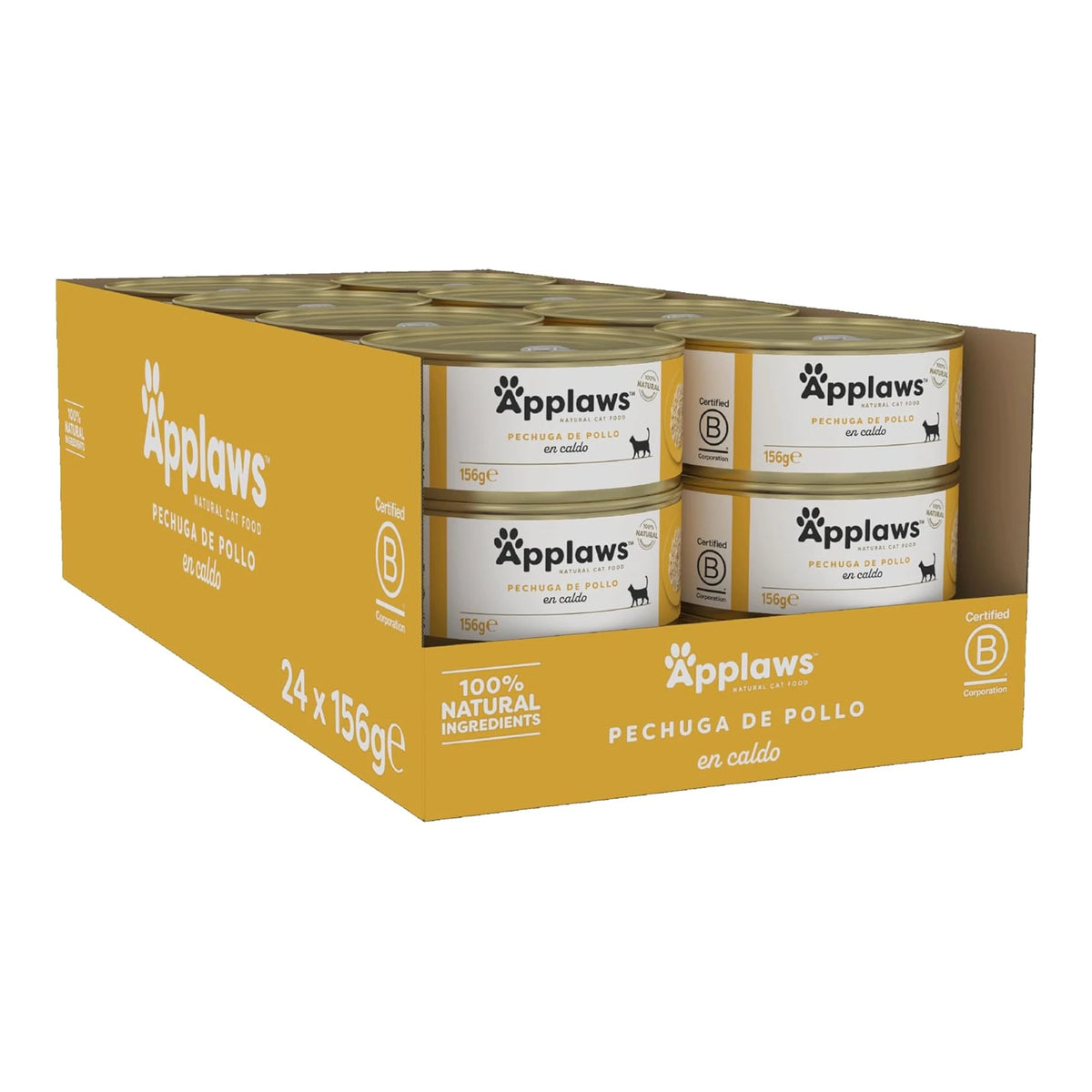 Caja de 24 latas del mismo producto en el formato de 156 gramos.