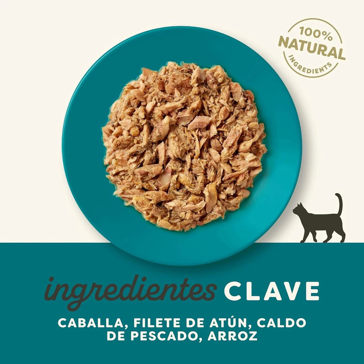 Lámina informativa de la marca con los ingredientes clave de esta receta de caballa y atún.