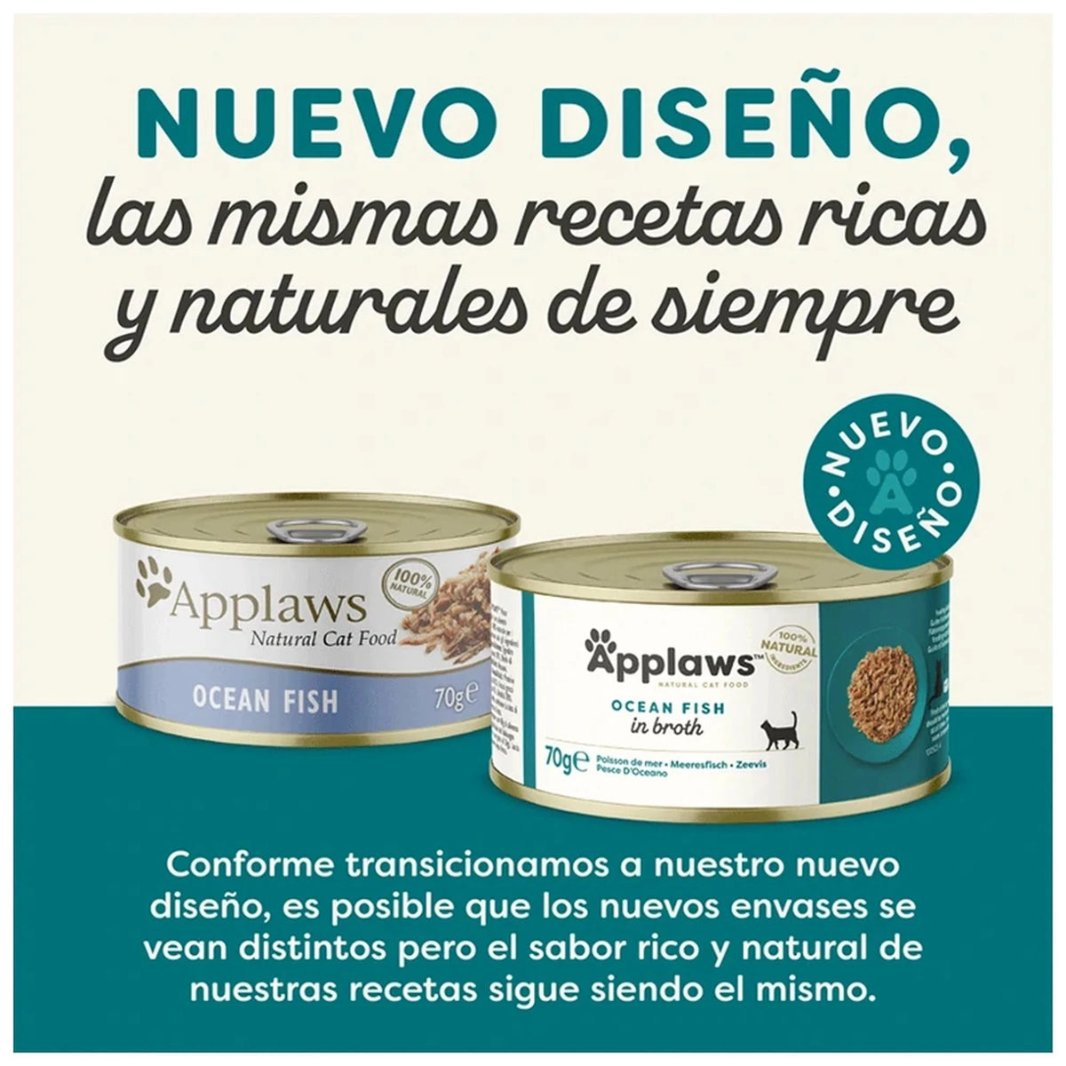 Lámina informativa sobre el cambio de diseño del envase de esta receta.