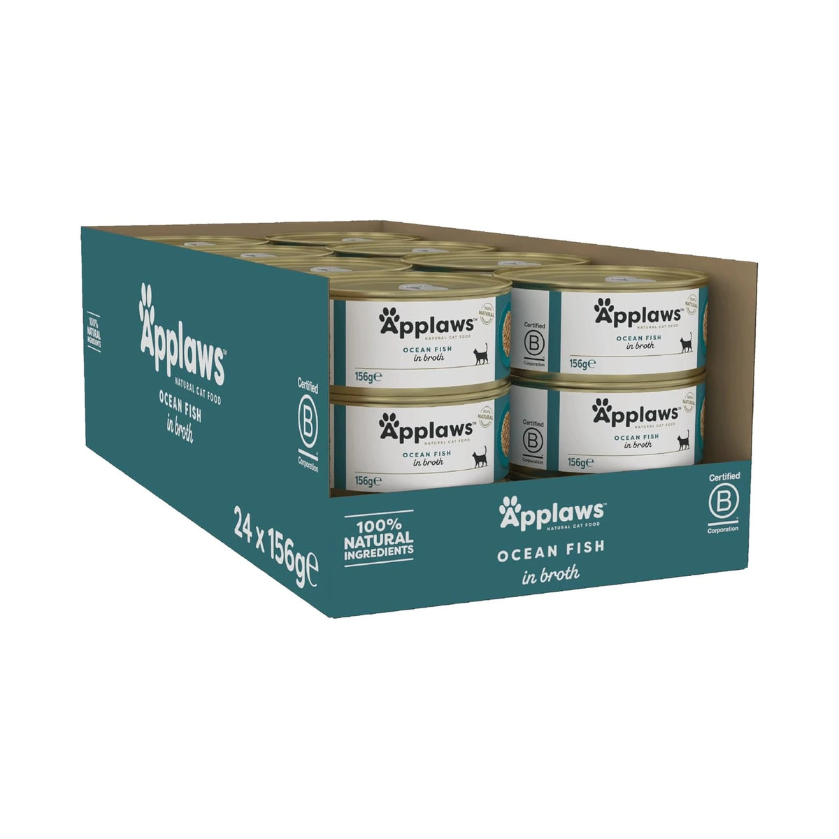 Caja de 24 latas de la variante de 156 gramos de esta receta.