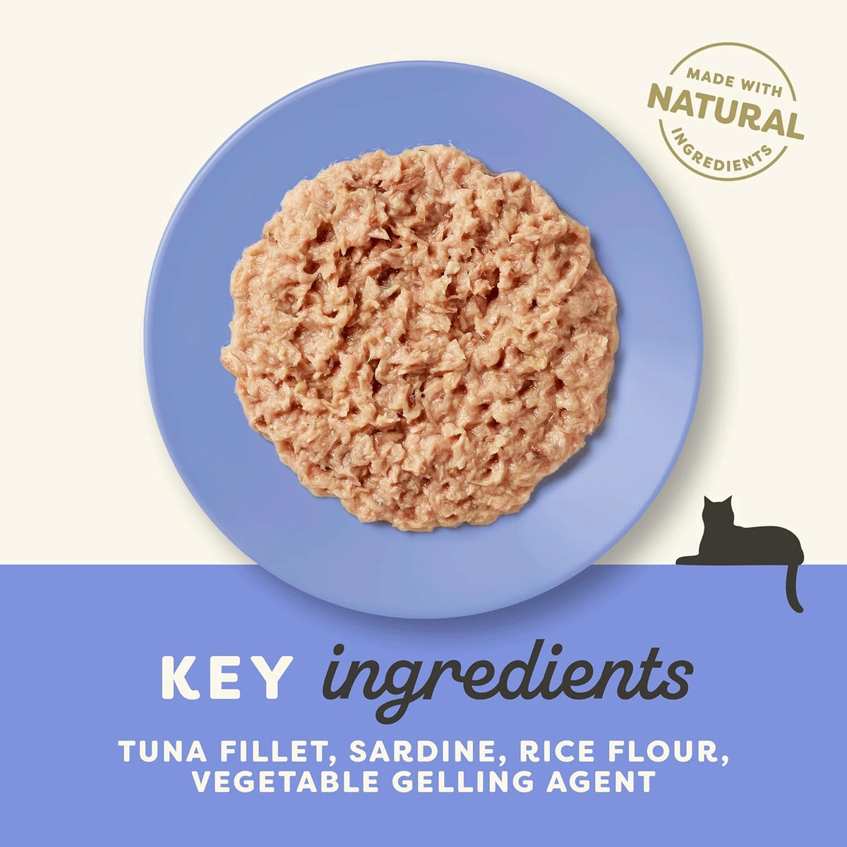 Lámina informativa de Applaws con los ingredientes clave de esta receta senior de atún y sardina.