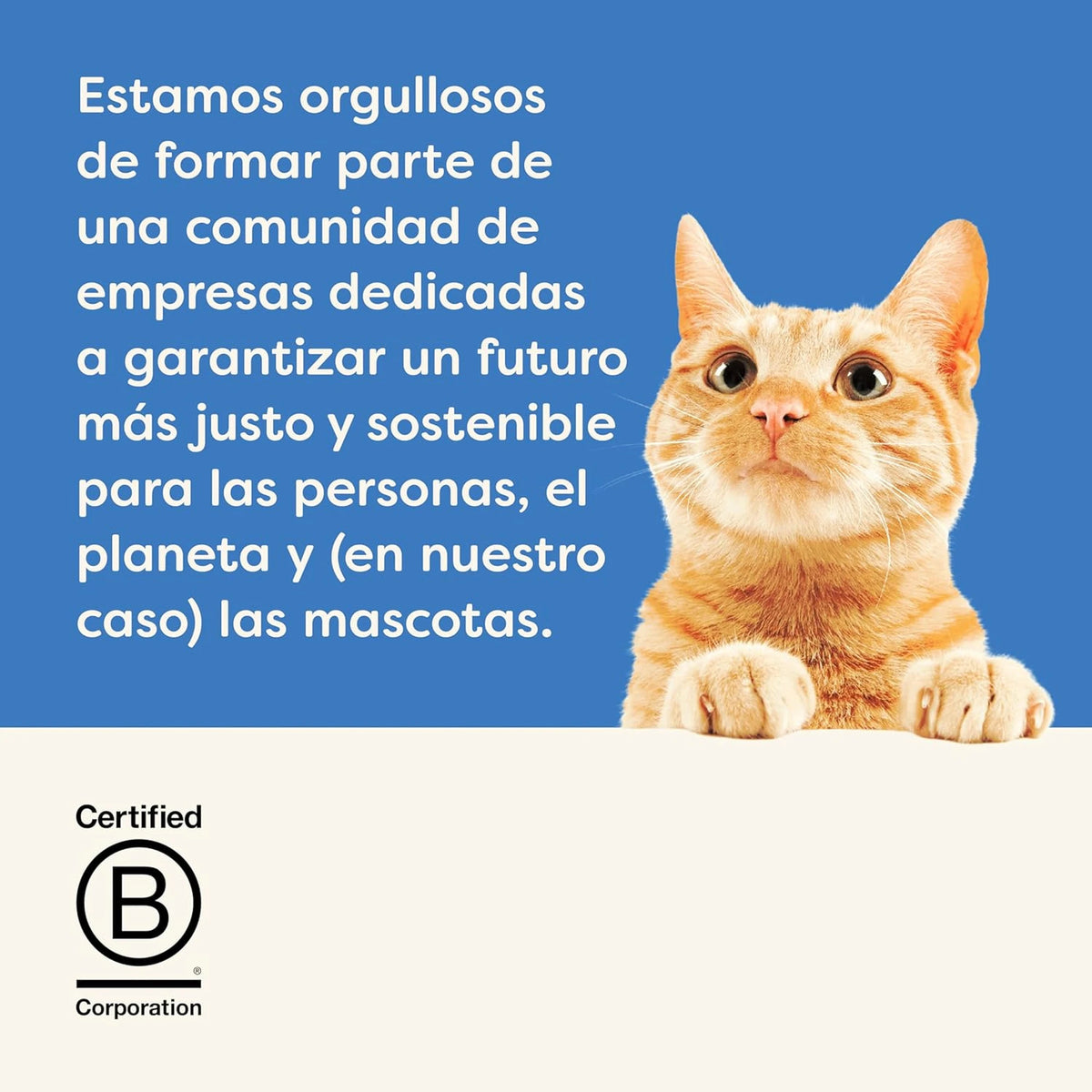 Lámina informativa de la marca acerca de su compromiso como empresa certificada