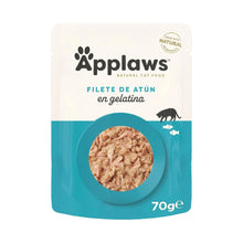 Envase individual de comida húmeda para gatos, con la receta de filete de atún en gelatina.