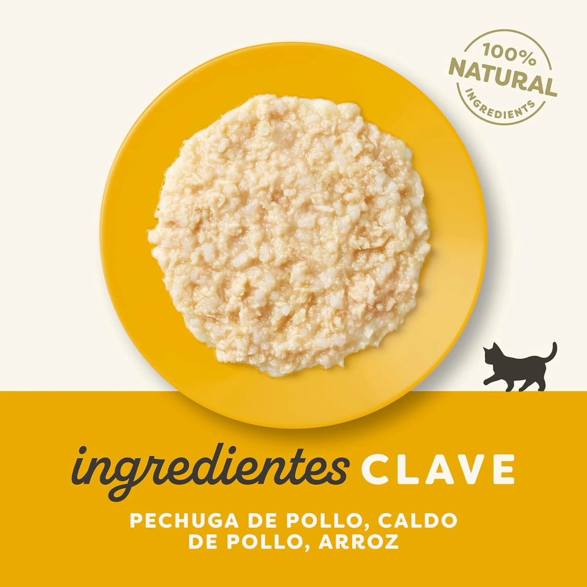 Lista de ingredientes impresa en la etiqueta de este sobre para gatitos