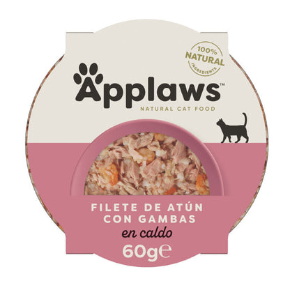 Tarrina Applaws de atún con gambas en caldo, envase de 60 g, EAN 5060333430986