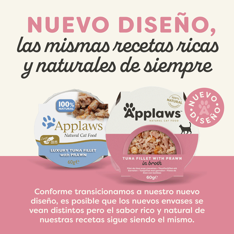 Aviso del fabricante que compara el envase antiguo con el nuevo diseño