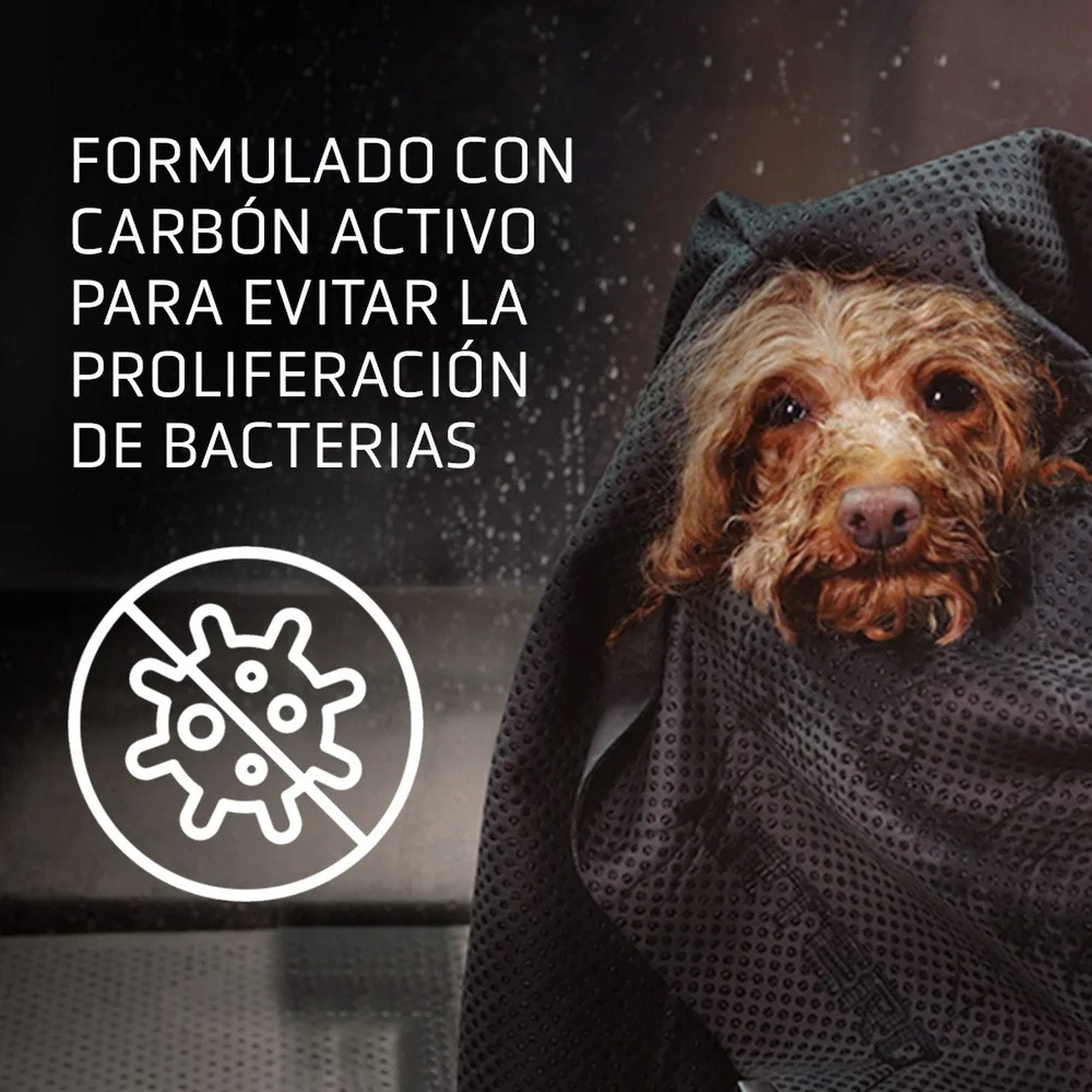 Toalla Artero Samba con carbón activo que ayuda a prevenir la proliferación de bacterias en perros
