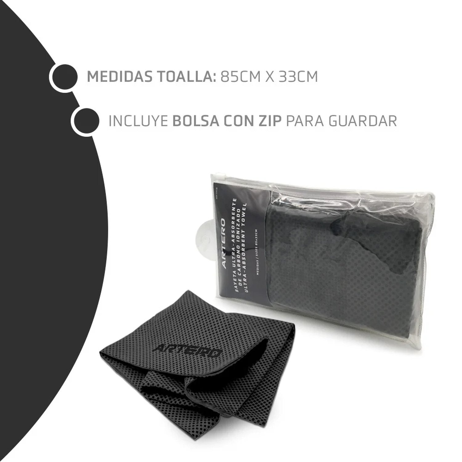 Toalla Artero Samba para perros con medidas 85x33 cm e incluye bolsa con zip para transporte y almacenaje
