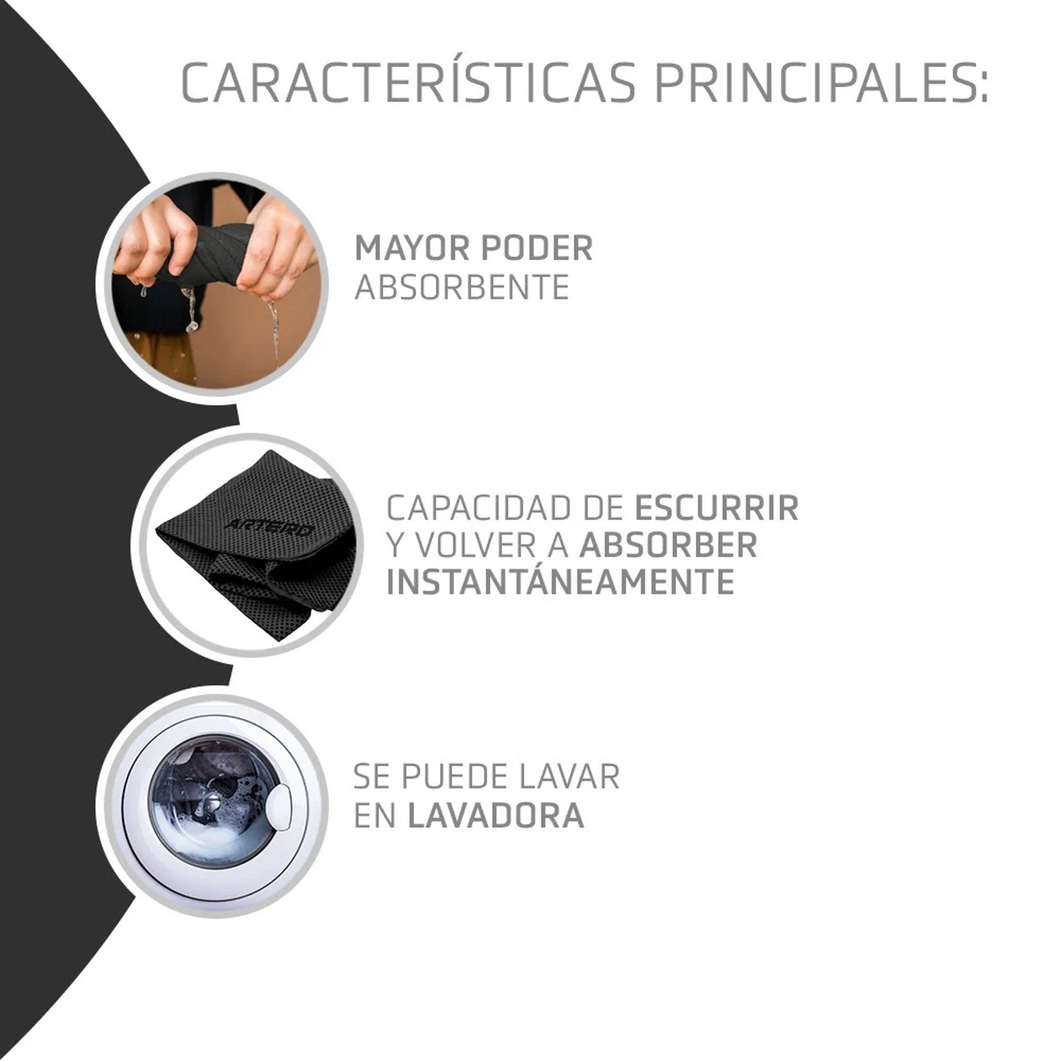 Características de la toalla Artero Samba para mascotas, alta absorción, escurrible y lavable en lavadora
