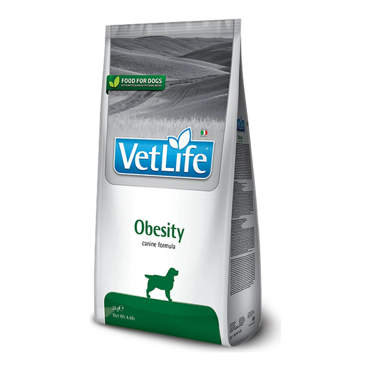 Pienso Farmina Vet Life Obesity para perros con sobrepeso, bolsa de 2 kg o de 12 kg (a elegir), EAN 8010276025258 / 8010276025401