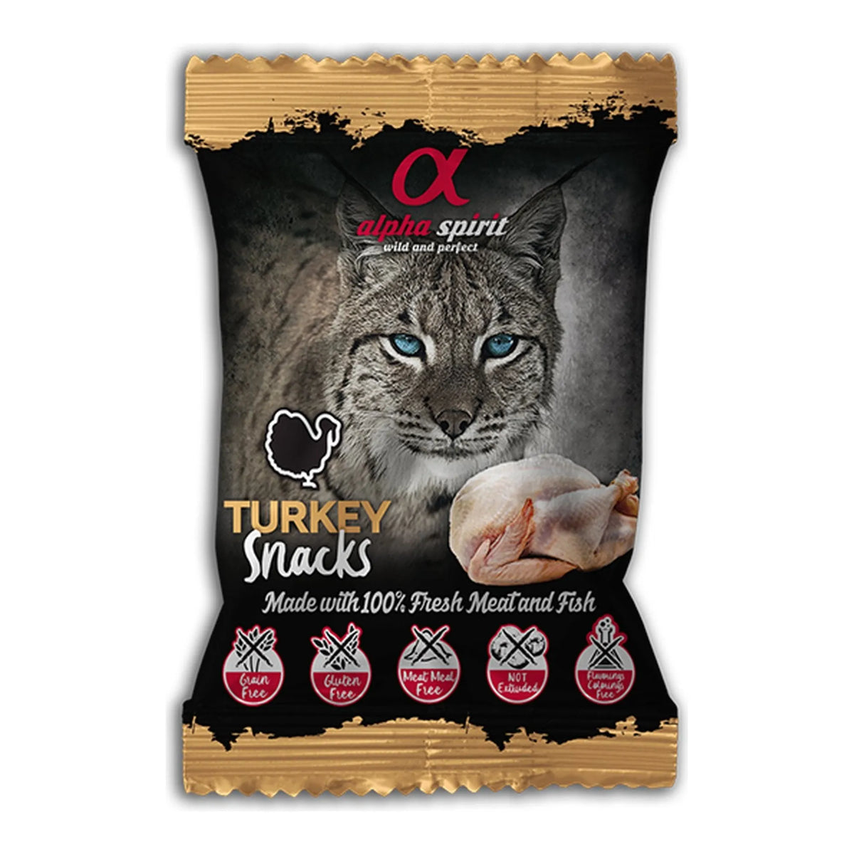Snack Alpha Spirit de pavo en bolsa de 50 g para gatos, EAN 8436586310073