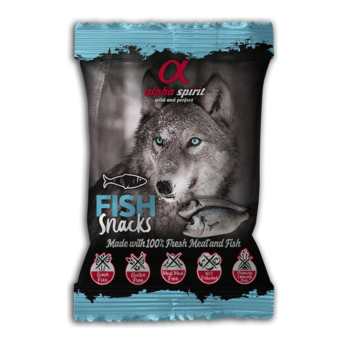 Snack Alpha Spirit de pescado en bolsa de 50 g para perros, EAN 28436586310046