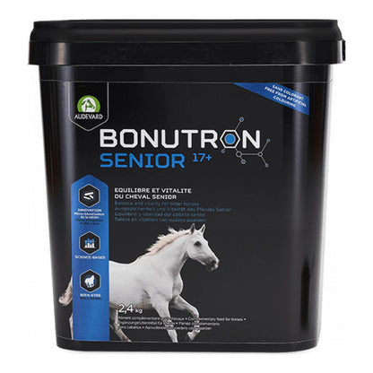 Bonutron Senior Audevard para caballos, cubo negro con caballo blanco en la etiqueta
