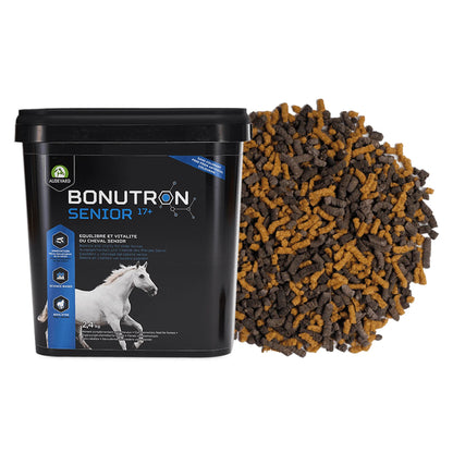Bonutron Senior Audevard para caballos, cubo negro con granulado marrón y negro
