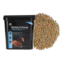 Bonutron Yearling Audevard para potros, cubo negro con etiqueta azul y granulado