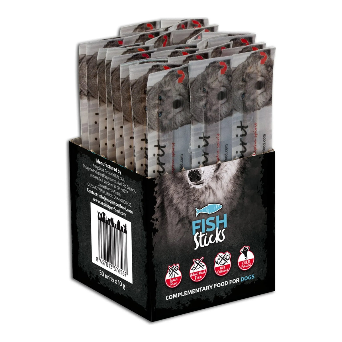Barritas individuales Alpha Spirit de pescado para perros en caja de 30, EAN 8437013576567