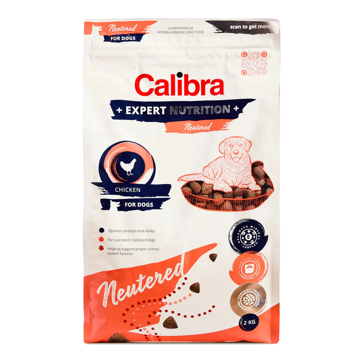 Saco de 2 kg del pienso Calibra Expert Nutrition Neutered para perros castrados
