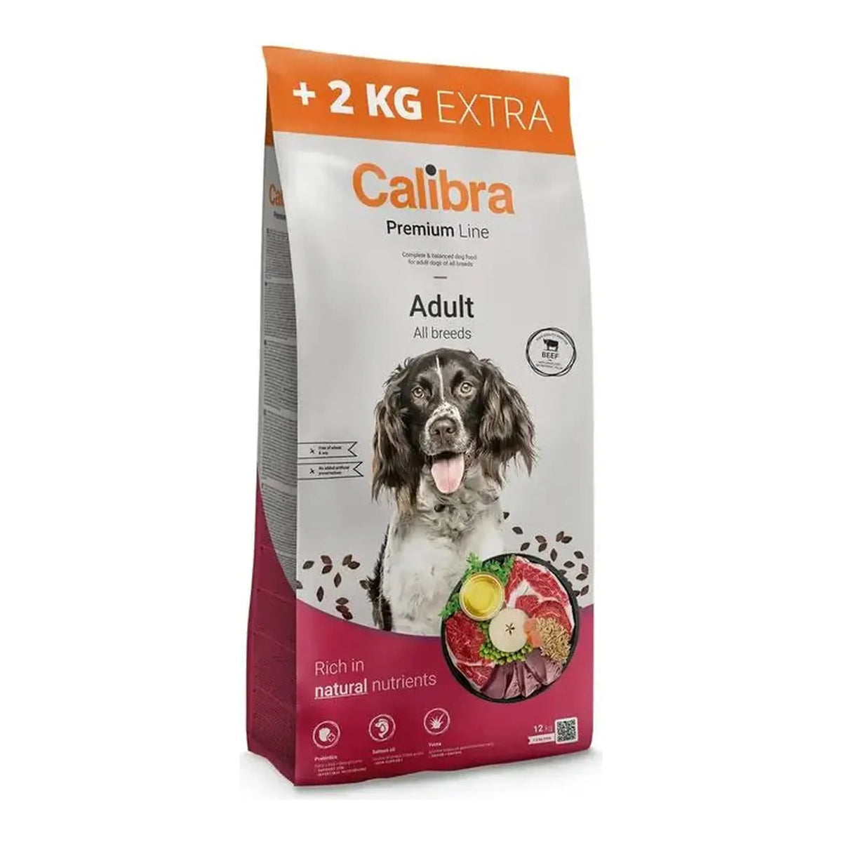 Saco de 12 kg más 2 kg extra del pienso Calibra Premium Line Adult Beef