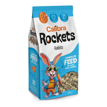 Pienso para conejos Calibra Rockets: bolsa azul de 900 g con un conejo con gafas de sol