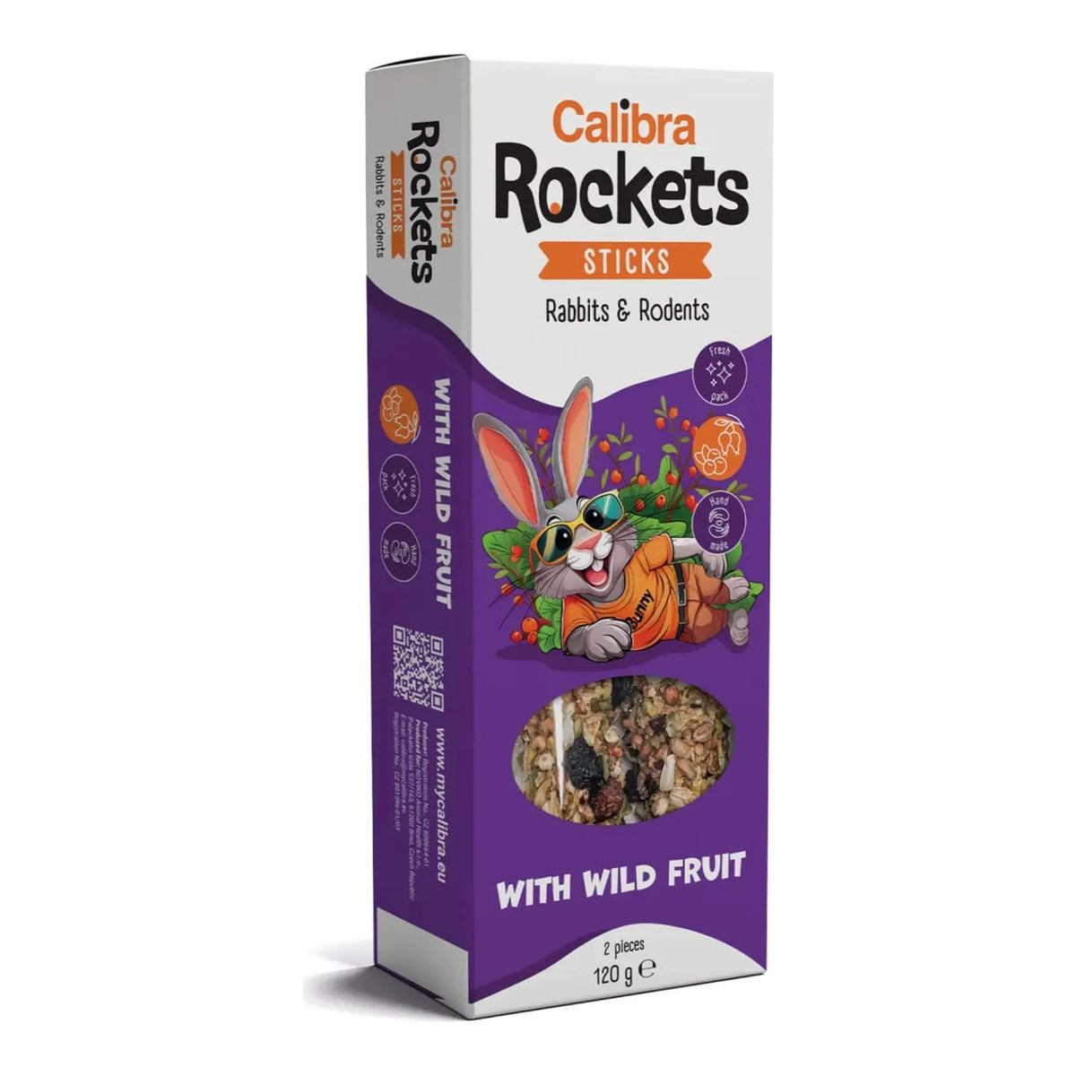 Sticks fruta silvestre Calibra Rockets para conejos y roedores, envase de 120 g