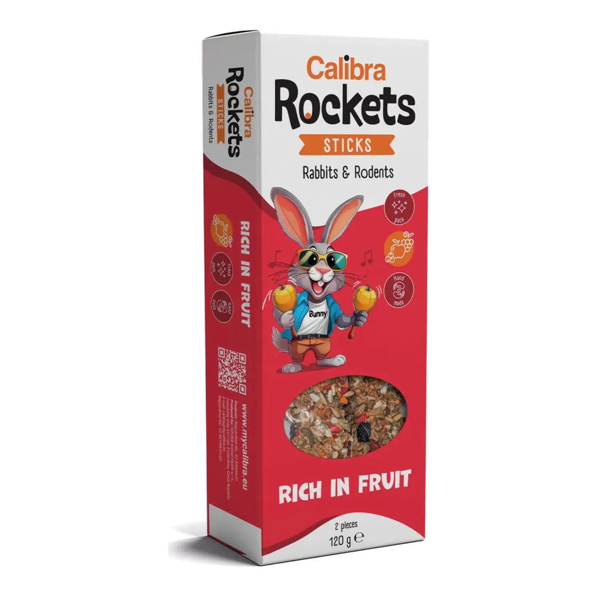 Sticks de frutas Calibra Rockets para conejos y roedores, envase de 120 g