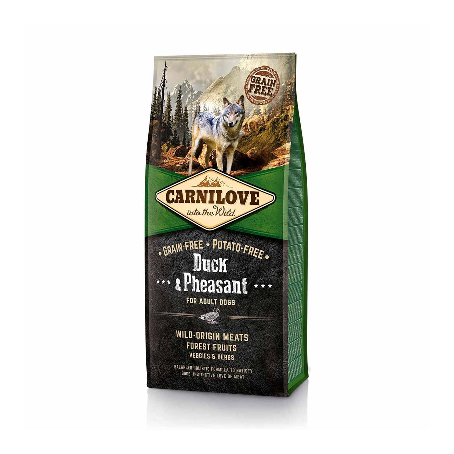 Pienso para perros Carnilove Canine Adult con pato y faisán sin cereales, saco de 12 kg