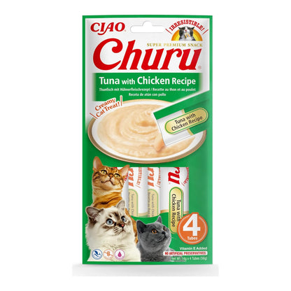 Churu de atún con pollo para gatos, paquete de 4 tubos de 14 g (56 g), EAN 18859387700688