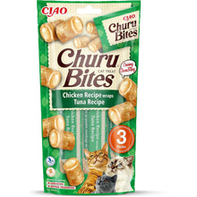 Churu Bites de atún para gatos, bolsa de 3 piezas de 10 g vista de frente, EAN 18859387700794