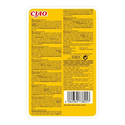 Dorso del sobre amarillo con el etiquetado legal en varios idiomas y el código de barras