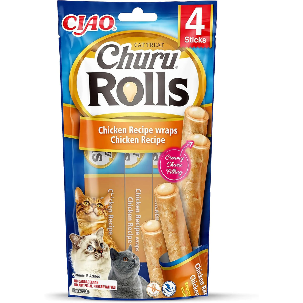 Churu Rolls de pollo para gatos, paquete de 4 piezas de 10 g, EAN 18859387700787