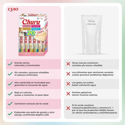 Receta Churu atún con salmón, golosina lamible para gatos