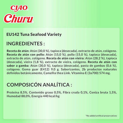 Modo de empleo de la golosina Churu de marisco para gatos