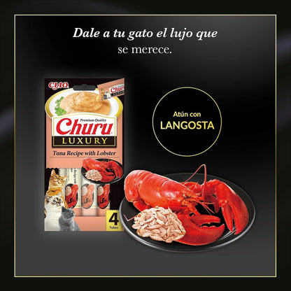 Lámina de Churu Luxury langosta: el paquete de atún con langosta junto a una langosta y atún en un plato