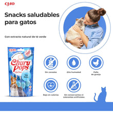 Una mujer abraza a su gato junto al paquete de la receta, acompañados de cinco iconos